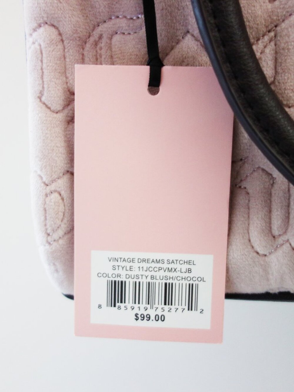 Juicy Couture Vintage Dreams Satchel Size Medium Velvet Blush Pink NWT! - Picture 9 of 13